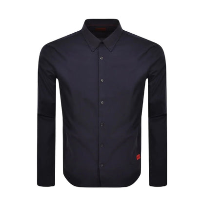 HUGO Ermo Long Sleeve Shirt - 405 Navy - Escape Menswear