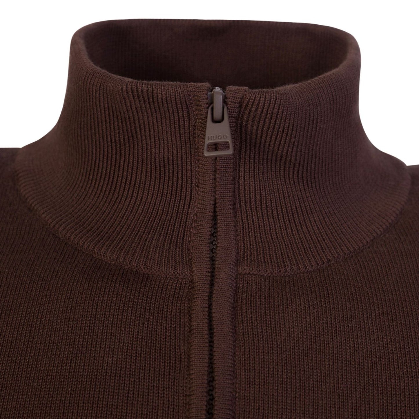 Hugo San-Quintus 1/4 Zip Knitwear - 201 Brown - Escape Menswear