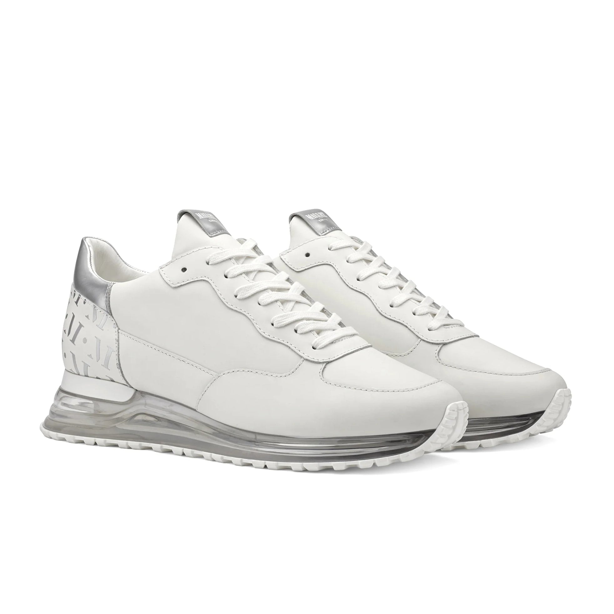 Mallet Popham Gas Trainers - White Silver Tab - Escape Menswear