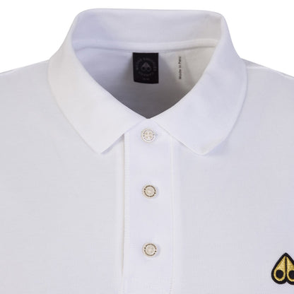 Moose Knuckles Pique Polo T-Shirt - 160 White - Escape Menswear
