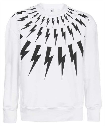 Neil Barrett Fair-Isle Thunderbolt Sweatshirt - White/Black - Escape Menswear