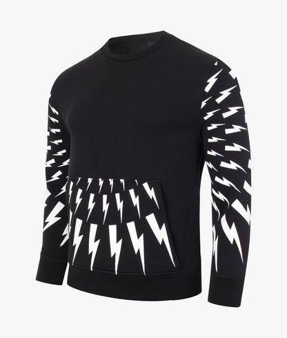 Neil Barrett The Radial Fair-Isle Thunderbolt Sweatshirt - Black - Escape Menswear