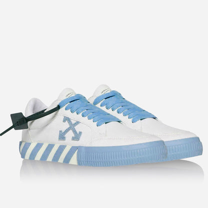 Off-White Vulcanised Canvas Trainers - White & Light Blue - Escape Menswear