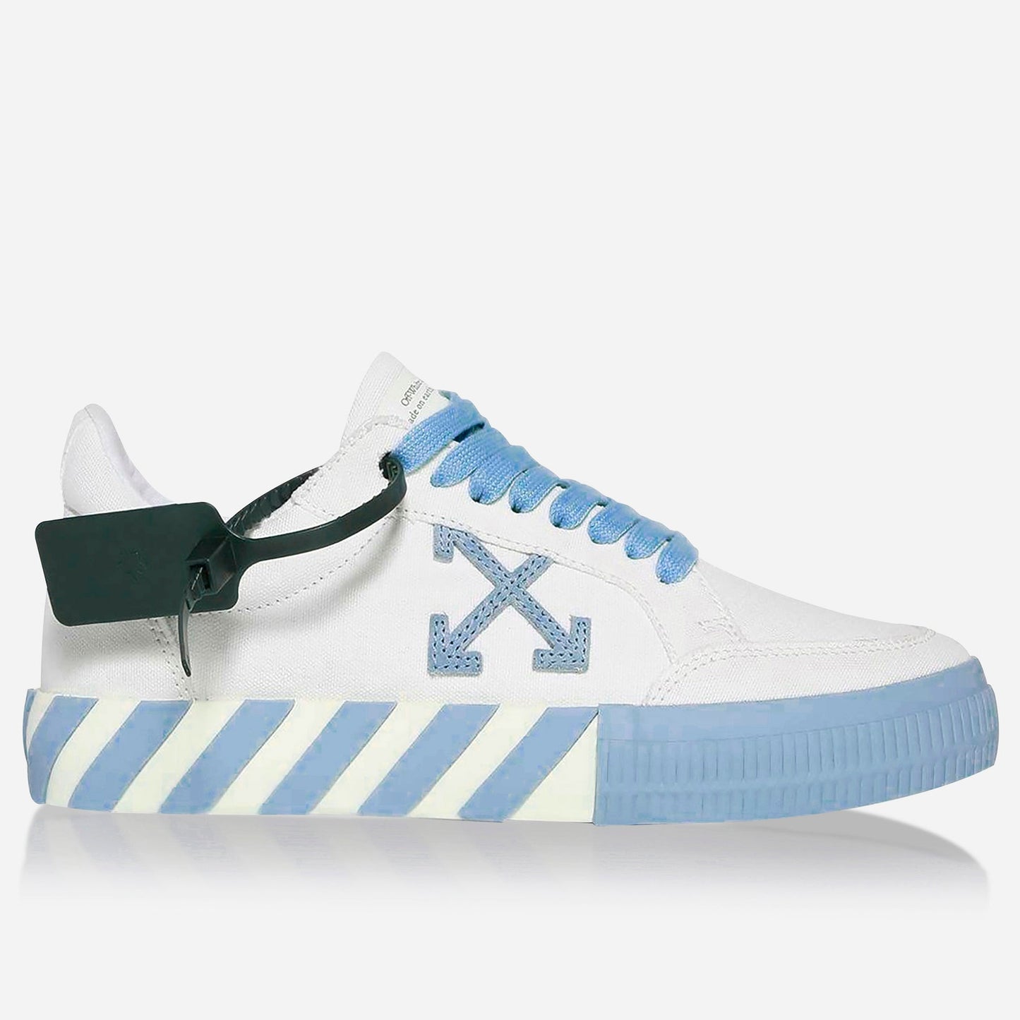 Off-White Vulcanised Canvas Trainers - White & Light Blue - Escape Menswear