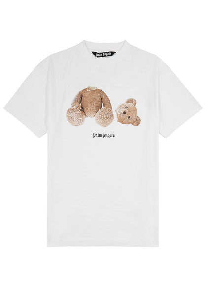 Palm Angels Kill-Bear Logo T-Shirt - White Brown - Escape Menswear