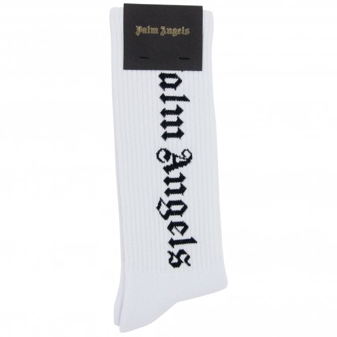 Palm Angels Logo Socks - White - Escape Menswear