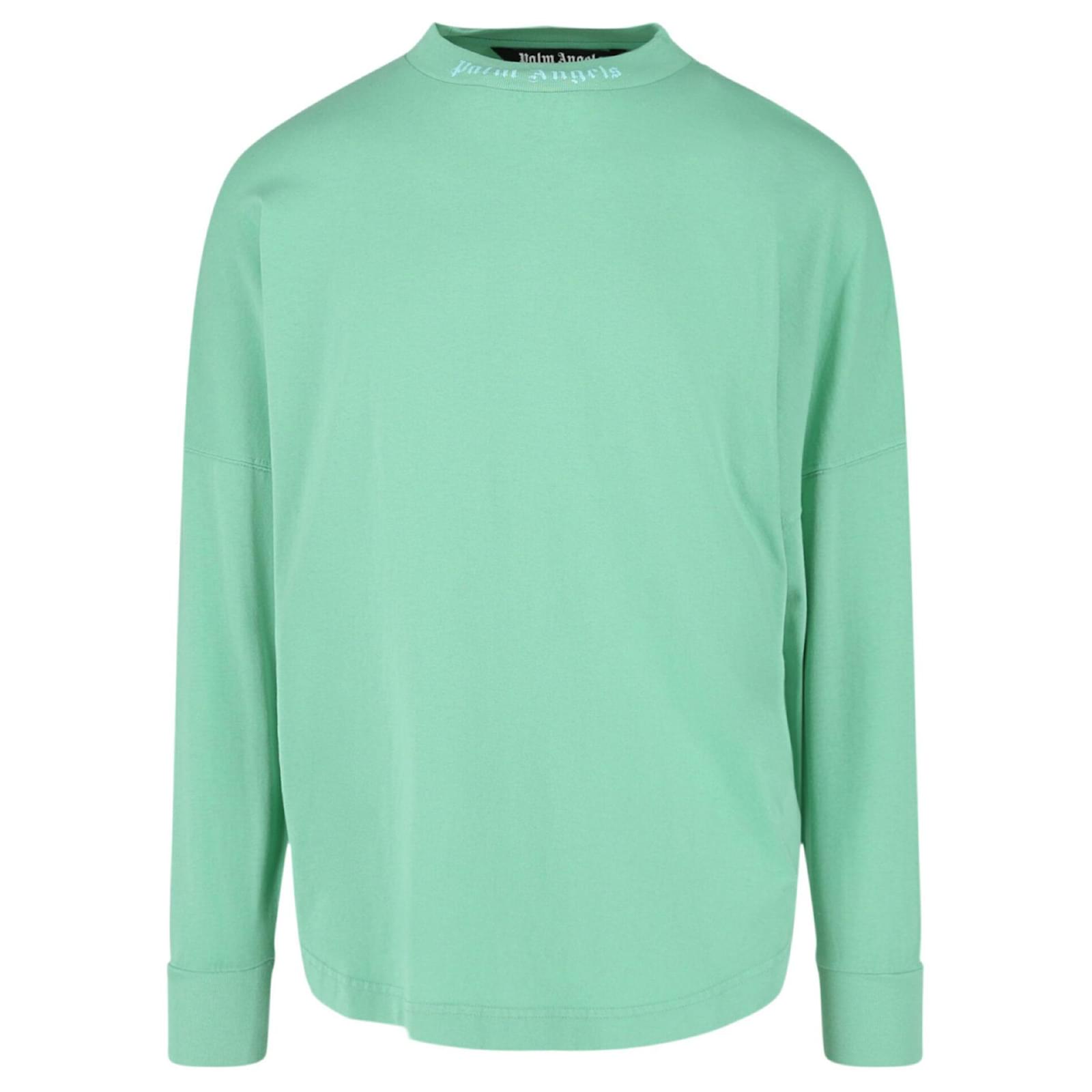 Palm Angels Long Sleeve Oversized Mock Neck T-Shirt - Green - Escape Menswear