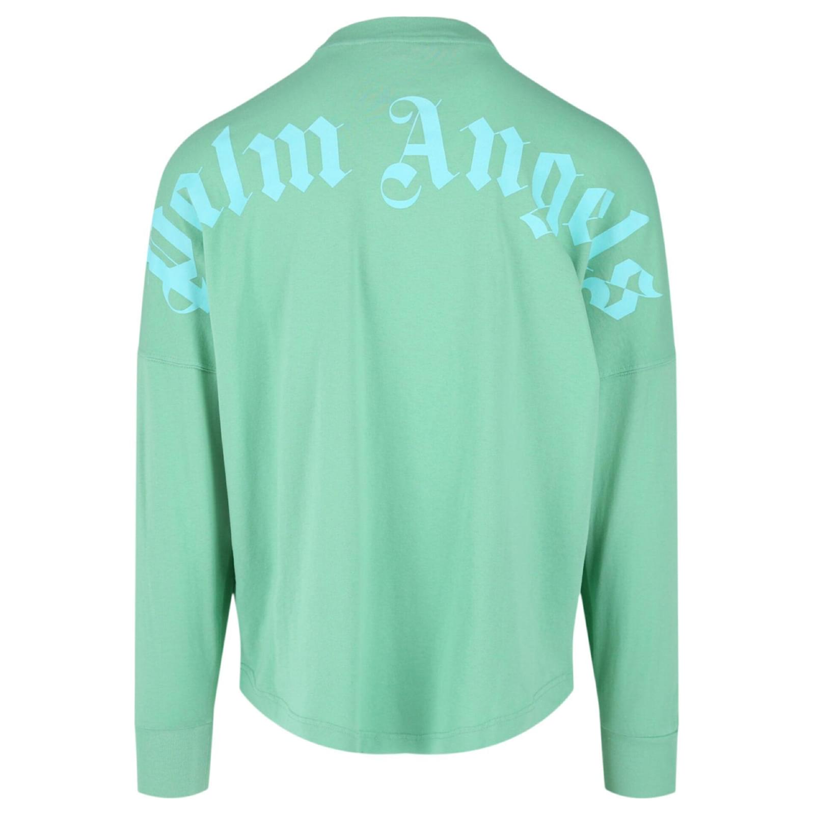 Palm Angels Long Sleeve Oversized Mock Neck T-Shirt - Green - Escape Menswear