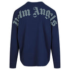 Palm Angels Long Sleeve Oversized Mock Neck T-Shirt - Navy - Escape Menswear