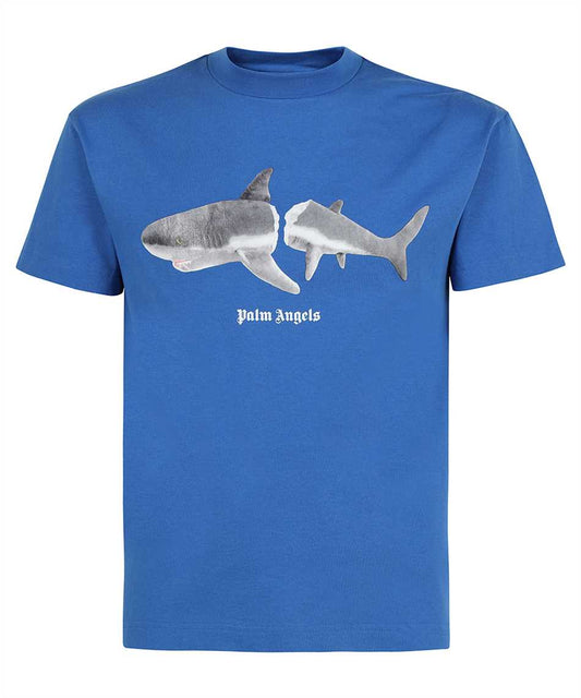 Palm Angels Shark Logo T-Shirt - Blue - Escape Menswear
