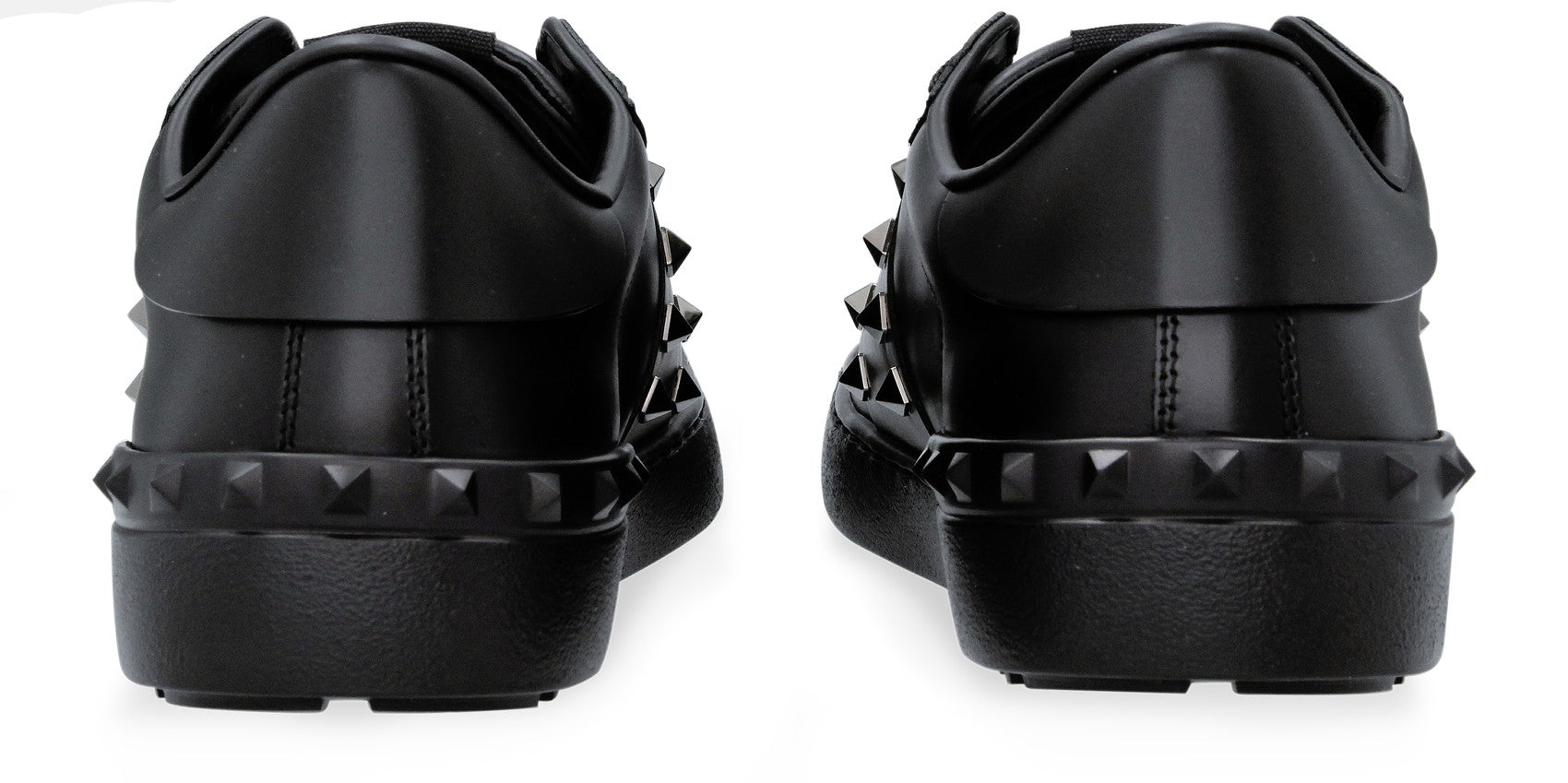 Valentino Rockstud Calfskin Leather Trainers - 0NO Black - Escape Menswear