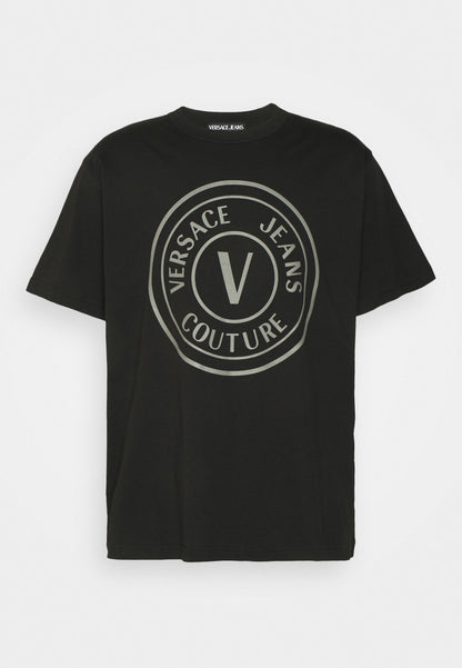 Versace Jeans Couture 73FAHT05 V-Emblem Thick Foil T-Shirt - C89 Black/Silver - Escape Menswear