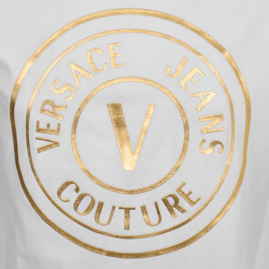 Versace Jeans Couture 73FAHT05 V-Emblem Thick Foil T-Shirt - G03 White/Gold - Escape Menswear