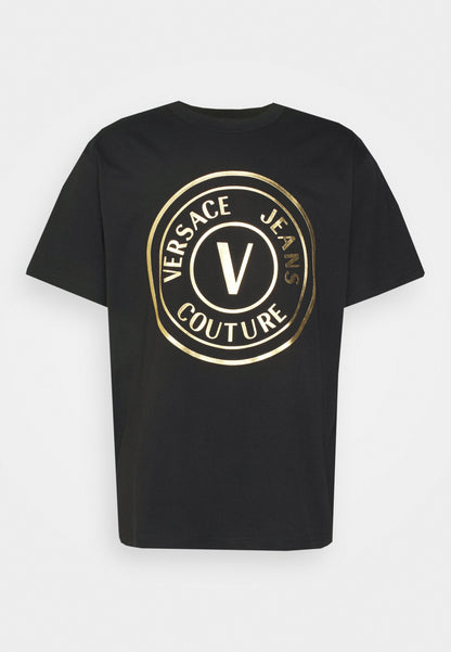 Versace Jeans Couture 73FAHT05 V-Emblem Thick Foil T-Shirt - G89 Black/Gold - Escape Menswear