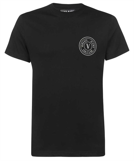 Versace Jeans Couture 73GAHT27 V-Emblem Thick Foil T-Shirt - C89 Black - Escape Menswear