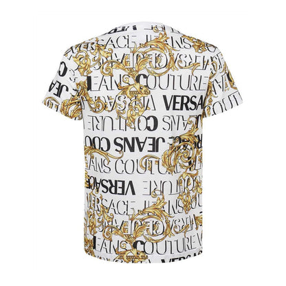 Versace Jeans Couture All Over Baroque Logo Print T-Shirt - G03 White - Escape Menswear