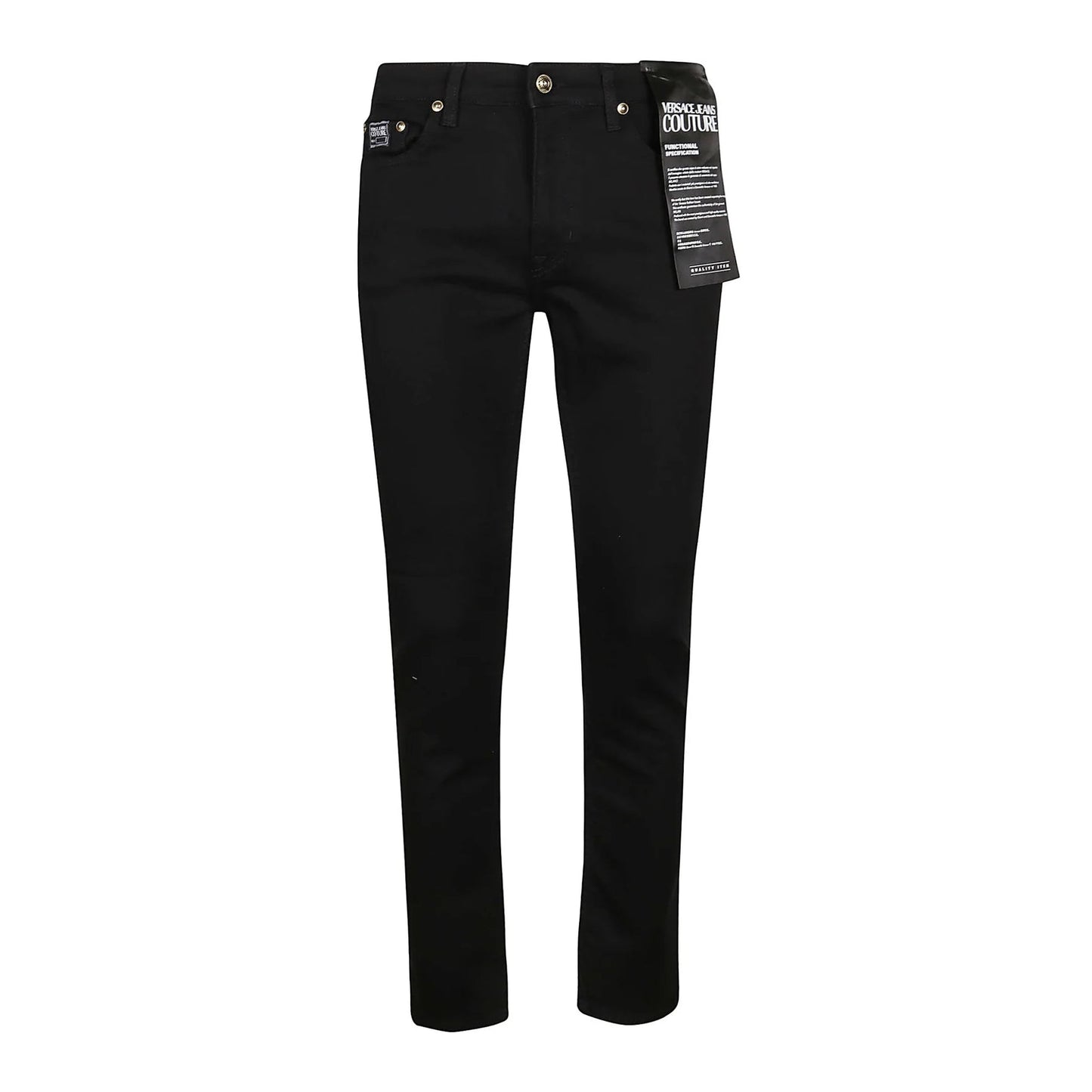 Versace Jeans Couture Logo Patch Slim Jeans - 909 Black - Escape Menswear