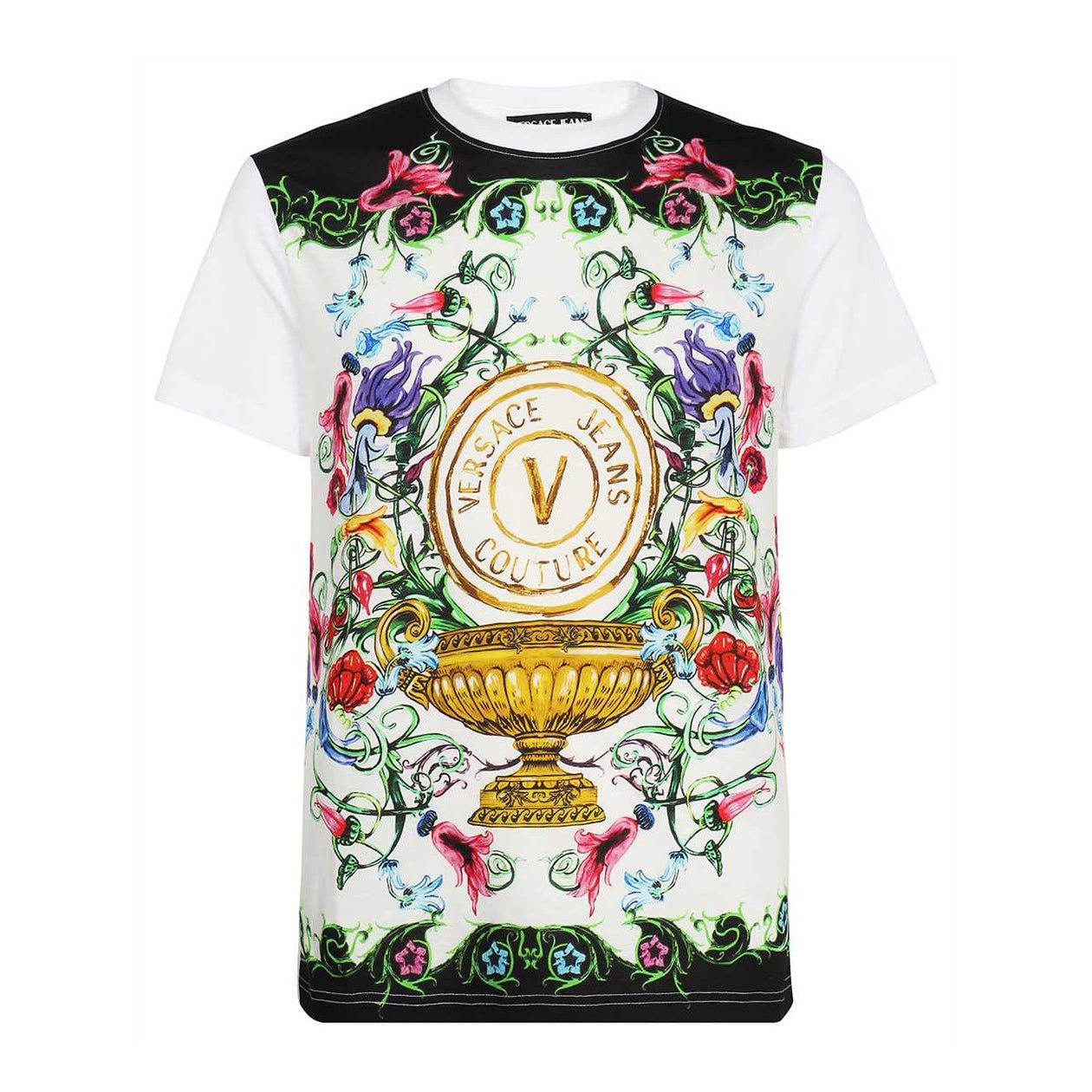 Versace Jeans Couture Panel Garden V-Emblem T-Shirt - G03 White - Escape Menswear