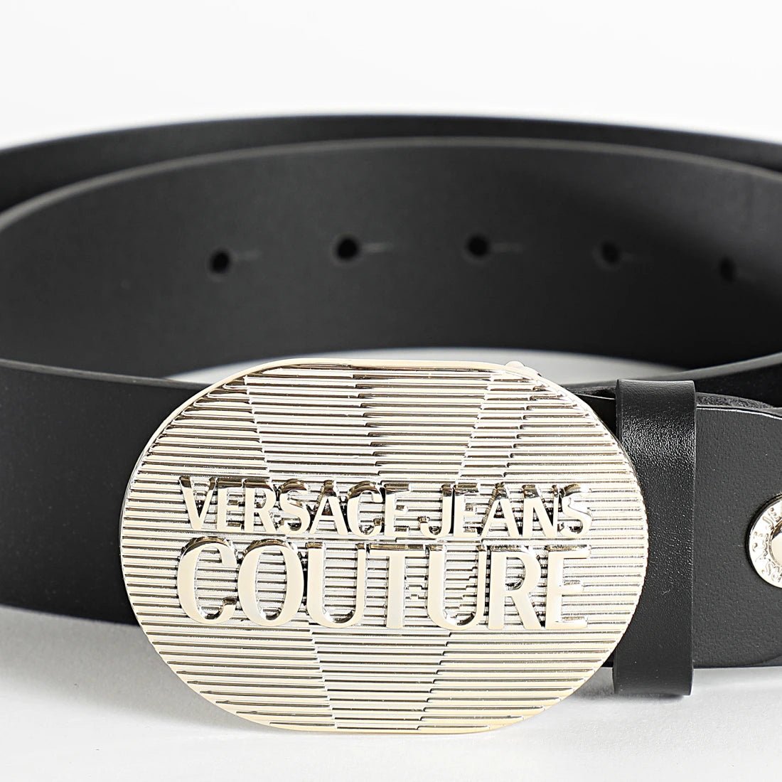Versace Jeans Couture Round Buckle Belt - Black/Silver - Escape Menswear