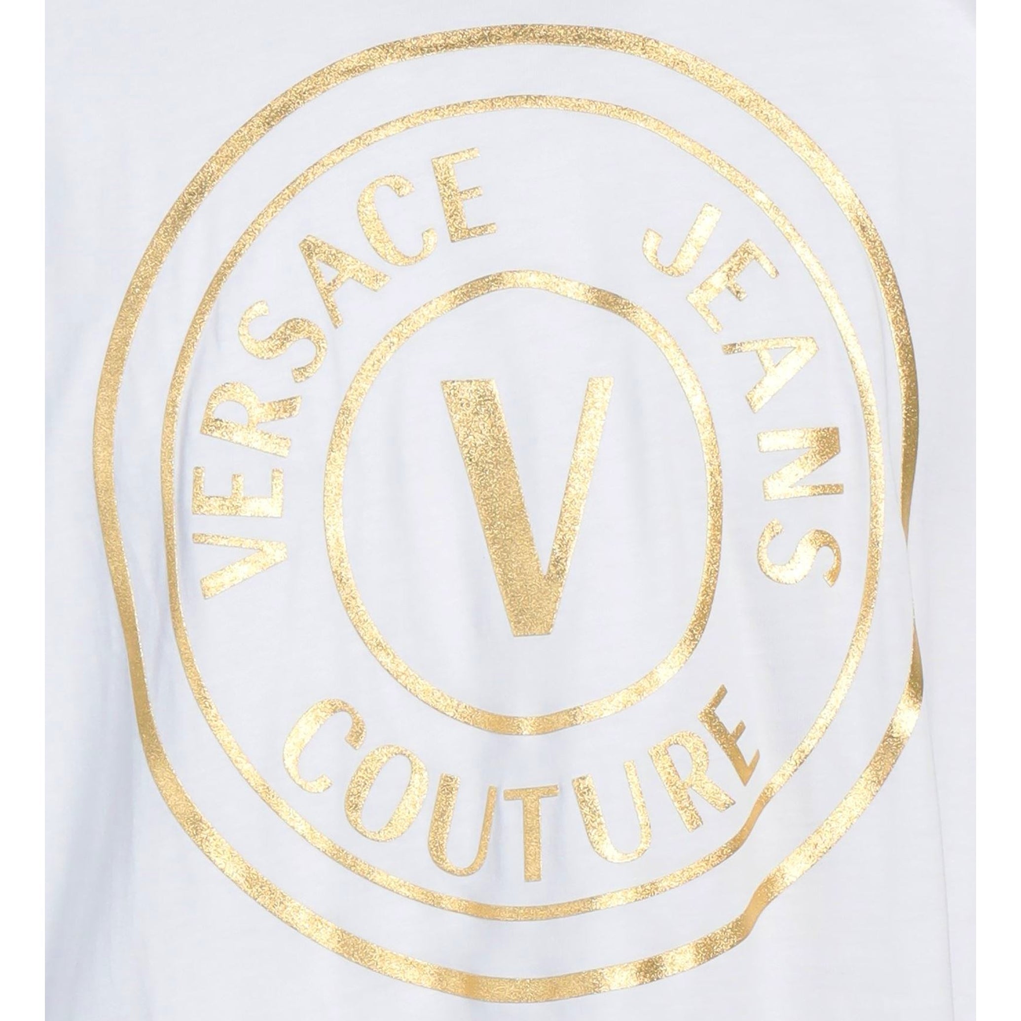 Versace Jeans Couture Thick Foil V Emblem Logo T-Shirt - G03 Wht/Gold - Escape Menswear