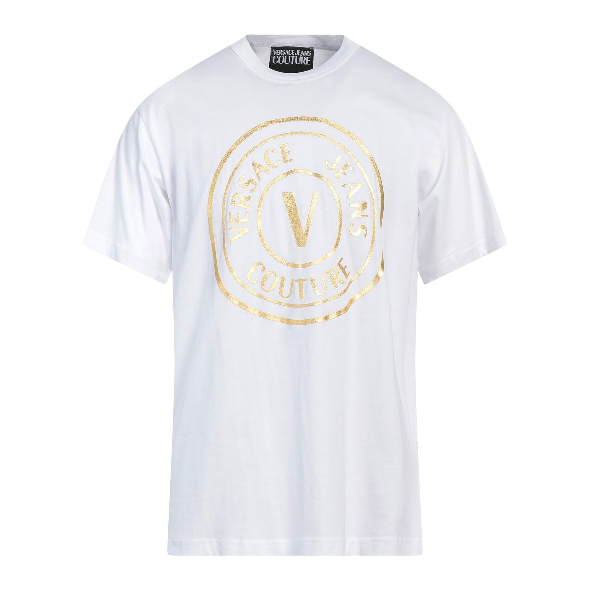 Versace Jeans Couture Thick Foil V Emblem Logo T-Shirt - G03 Wht/Gold - Escape Menswear